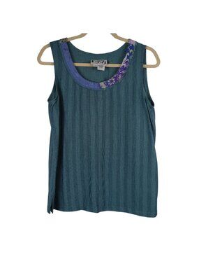 Faith By Celia Forrester S Teal Sleeveless Top Vintage Y2K Art To Wear Boho
